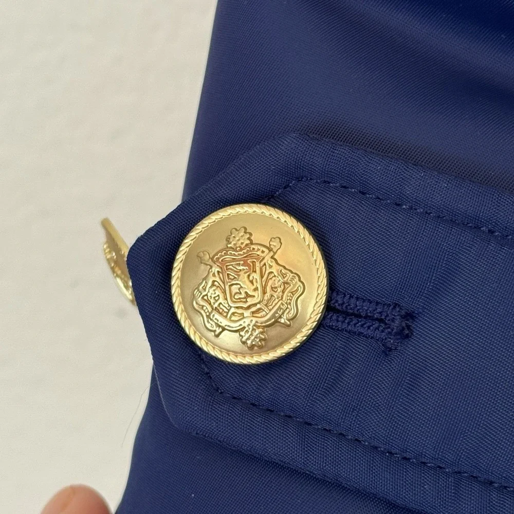 J.Crew Double Breasted Peacoat S Primaloft Puffer Blue Gold Buttons Pockets‎ - Picture 13 of 16